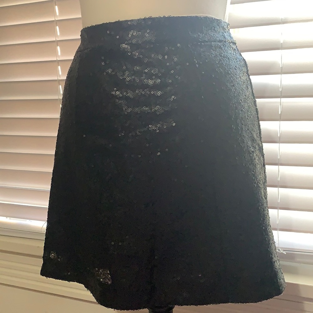 Black sequin mini skirt